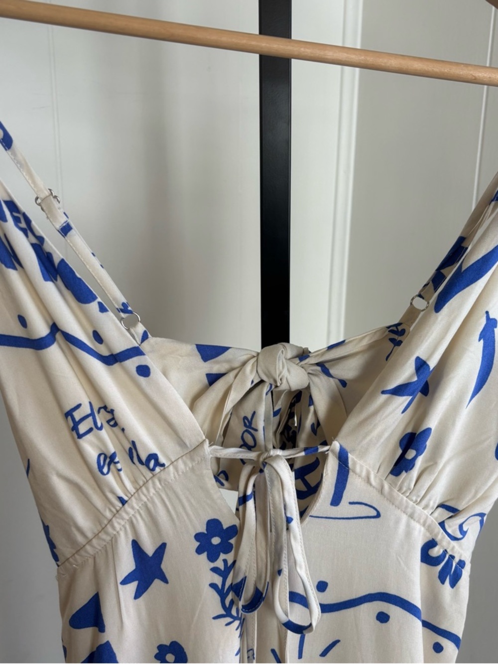 Paper Heart NWT Resortwear Keyhole Maxi Dress Blue Vacation Tie Back Women L - Picture 2 of 11